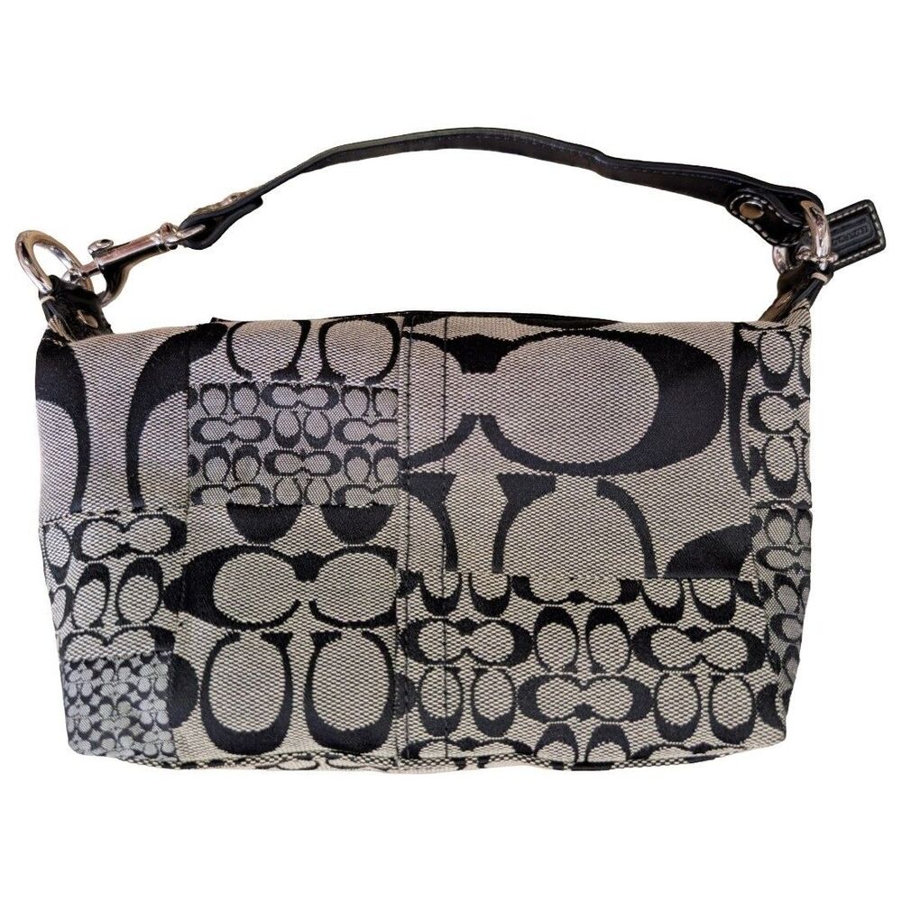 Y2K Coach Signature Patchwork Pochette Black Grey Mini Bag